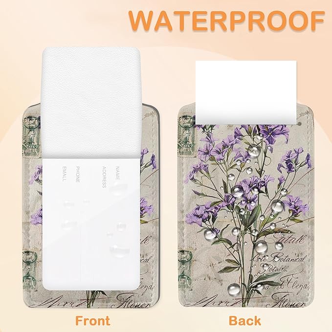 Vintage Purple Lavender 3 PCS Luggage Tags, Leather Suitcase Tags with Privacy Cover Name Address Labels and Durable Steel Loop for Men/Women Travel Bag Suitcases