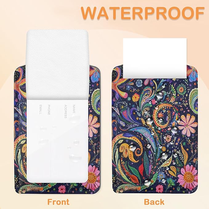 Colorful Boho Floral 3 PCS PU Leather Luggage Tags for Suitcase, Luggage Tag with Privacy Flap, Name ID Label and Metal Loop for Women Men Baggage Handbag School Bag Backpack