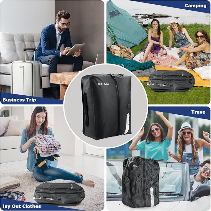 TPU Vacuum Bag for Travel, 70D Nylon Reusable Compression Bag with IP67 Waterproof Zipper, Compression Packing Cubes for Clothing, Space Saver Bags for Luggage and Backpack(Gray-1 PCS)