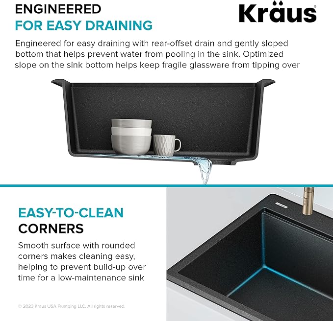 KRAUS Bellucci 25-inch Granite Workstation Drop In Top Mount Single Bowl Kitchen Sink in Metallic Black with Accessories, KGTW12-25MBL