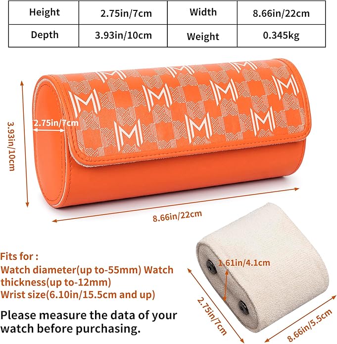 MOZSLY Watch Roll Travel Case 3 Slots Portable Watches Box Organizer Storage Holder Pattern PU Leather