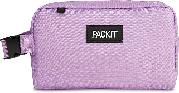 PackIt Freezable Snack Box, Lavender, Built with ECOFREEZE Technology, Collapsible, Reusable, Zip Closure with Buckle Handle, Designed For Work Snacks, Fresh Snacks On the Go, Adults, and All Ages