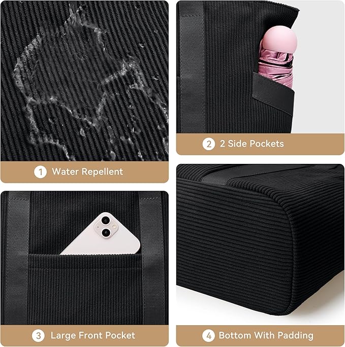 Tote Bag for Women with Zipper, Travel Tote Bags with Compartments Large Shoulder Bag Handbag for Gym Work School