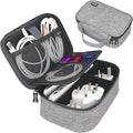 sisma Electronics Cords Organizer Tech Accessories Storage Case Travel Small Carrying Bag for Charging Cables Adapter USB Plugs Power Cord Leads - Grey 1680d