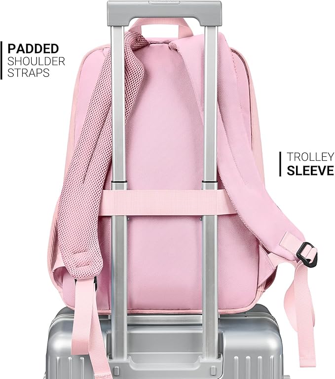 ZORFIN 26L Backpack for College, and Travel: Corduroy Bookbag - Light Pink