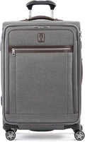 Travelpro Platinum Elite Softside Expandable Checked Luggage, 8 Wheel Spinner Suitcase, TSA Lock, Men and Women, Vintage Grey, Checked Medium 25-Inch