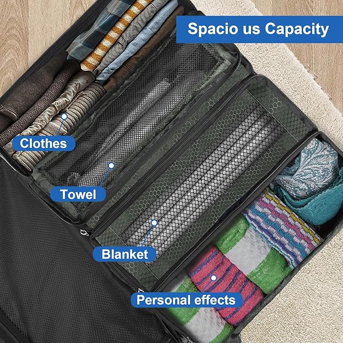 Suitcase Organizer, Travel Luggage Organizer Portable Hanging Travel Shelves Collapsible Hanging Packing Cubes for Carry on Suitcase