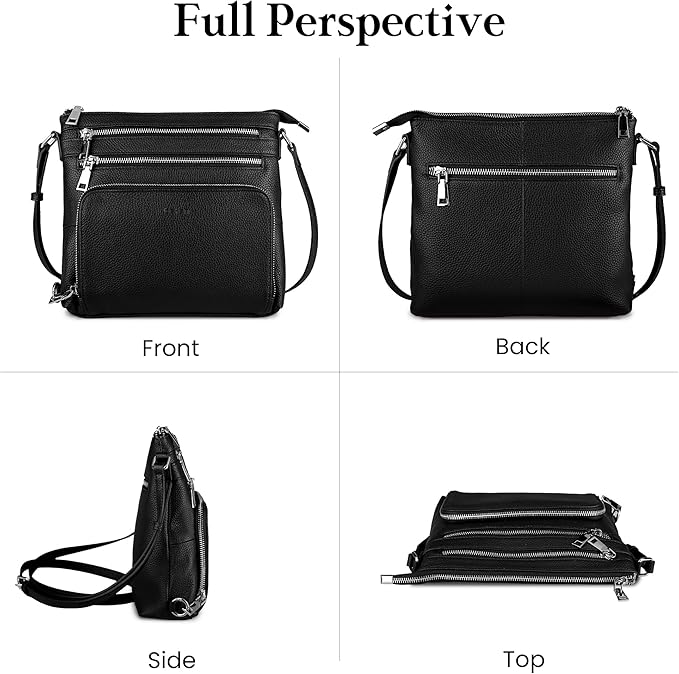 befen Genuine Leather Crossbody Bags for Women, Lightweight Medium Anti-Theft Shoulder Purse with Built in RFID Wallet