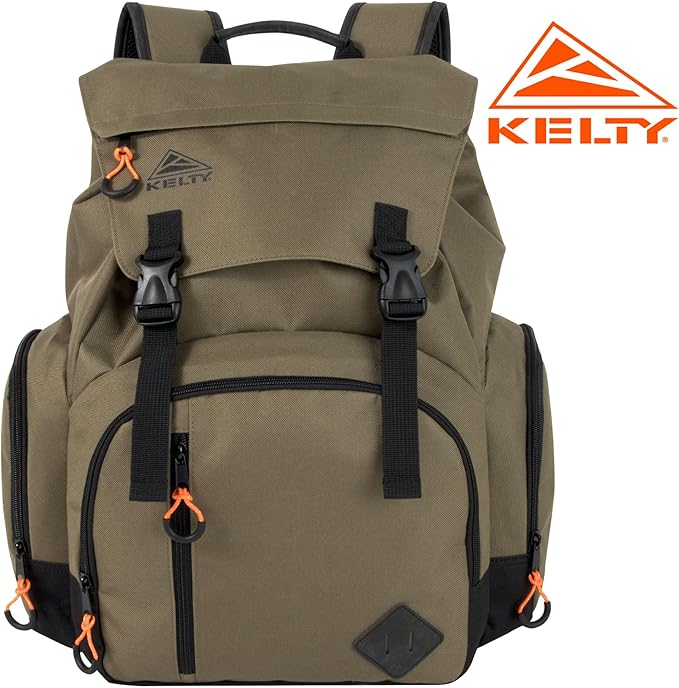 Kelty Hiking Backpacks 23 L Canvas Travel Laptop Backpack for Men Women, 18" Business Work Rucksack College Computer Bag (Olive Travel Pack)