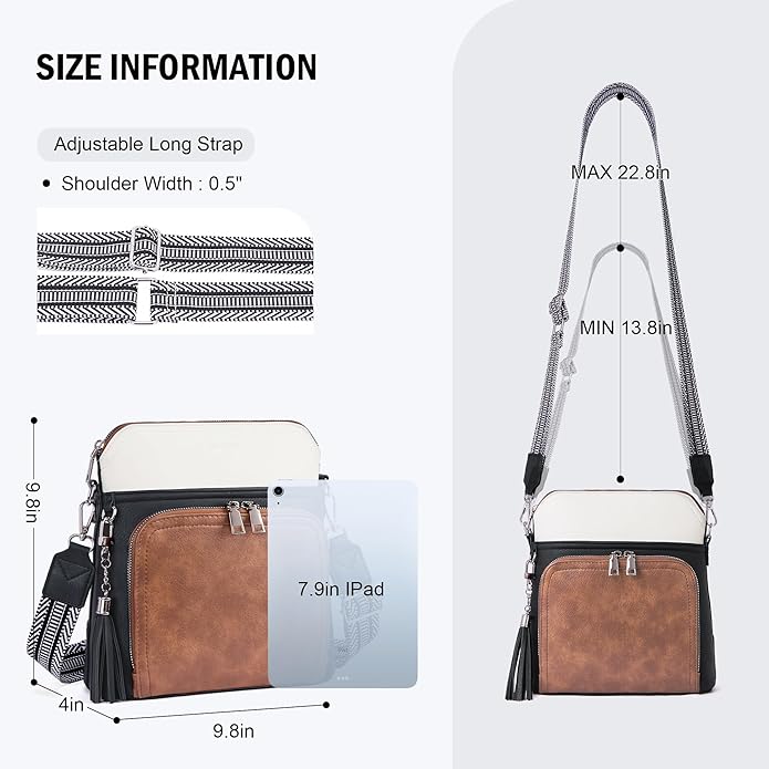 Crossbody Purse for Women,Lightweight Medium Crossbody Bag Soft Leather Women's Shoulder Handbags with Tassel