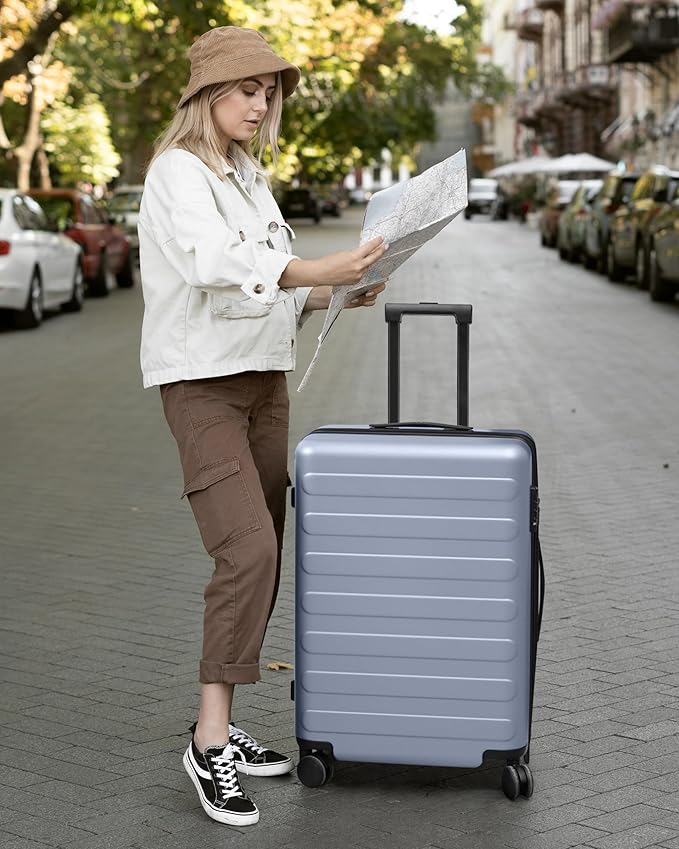 Carry on Luggage 22 X 14 X 9 Airline Approved, 20 Inch Luggage for 3-5 Days Travel, Double Spinner Wheels, 100% Hardshell PC, TSA Lock (00-Shadow (Expandable), Set 3PCS (20-Inch/24-Inch/28-Inch))