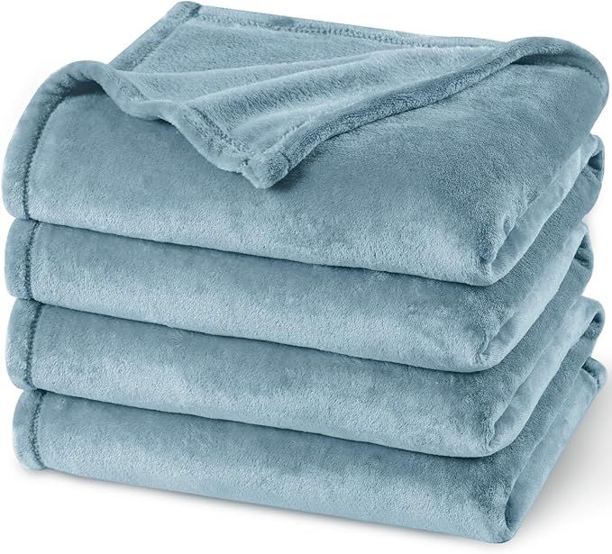 PHF Ultra Soft Fleece Blanket Queen Size, No Shed No Pilling Luxury Plush Cozy 300GSM Lightweight Blanket for Bed, Couch, Chair, Sofa Suitable for All Season, 90" x 90", Dusty Blue
