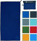 ECCOSOPHY Microfiber Beach Towel – Quick Dry Gym Towel, Highly Absorbent with Ribbed Texture, Lightweight – Ideal for Travel, Pool, Yoga, Fitness & Outdoor Adventures – 60x30 Navy