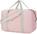 For United Airlines Foldable Carry on Bag 22x14x9 Travel Duffel Bag Packable luggage Duffle for Women and Men 40L (Pink (With Shoulder Strap))