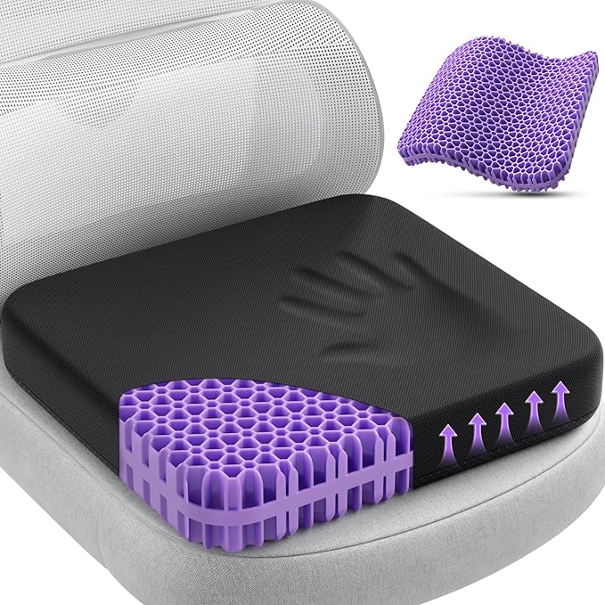 TushGuard Gel Seat Cushion for Long Sitting, Enlarged & Thickened Patent Design Office Chair Seat Cushion, Breathable Cooling Pads for Chairs, Soft Car Cushions for Wheelchair(X-Large, Black)