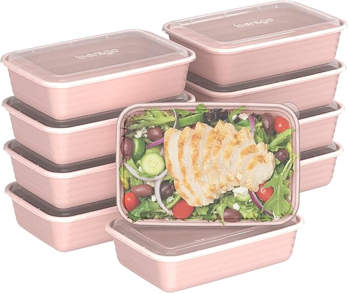 Bentgo 20-Piece Glitter Lightweight, Durable, Reusable BPA-Free 1-Compartment Containers - Microwave, Freezer, Dishwasher Safe (Glitter Garden Edition - Peony Glitter)