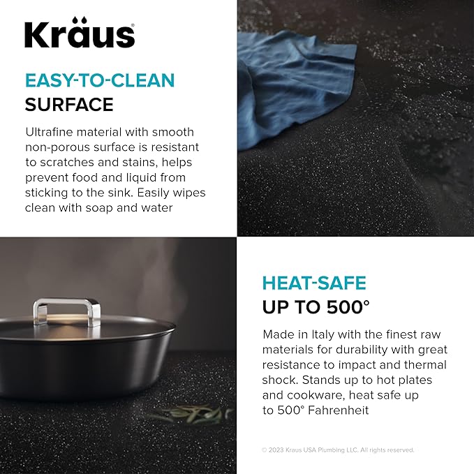 KRAUS Bellucci 18-inch Granite Workstation Drop In Top Mount Single Bowl Kitchen Sink in Metallic Black with Accessories, KGTW12-18MBL