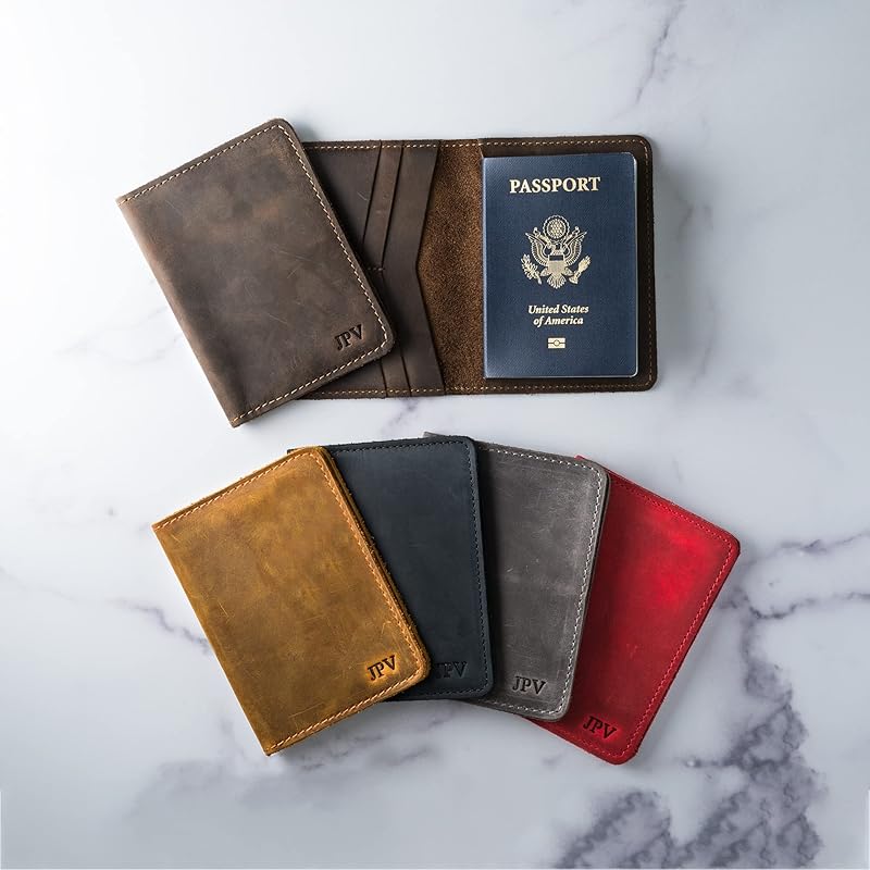 PEGAI Standard Full Grain Crazy Horse Leather Passport Holder | Custom Travel Passport Cover & Organizer | Handcrafted Leather Passport Wallet for Men and Women | Pike (Rose)
