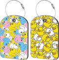Rubber Duck Luggage Tag for Suitcase Set of 2 PU Leather Cute Luggage Tags with Stainless Metal Loop ID Label Privacy Flap Suitcase Tags for Women and Men Travel
