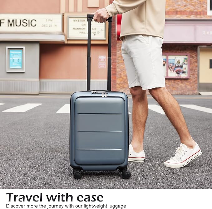 Coolife Luggage Suitcase Piece Set Carry On ABS+PC Spinner with pocket Compartment(White, 2-piece Set)