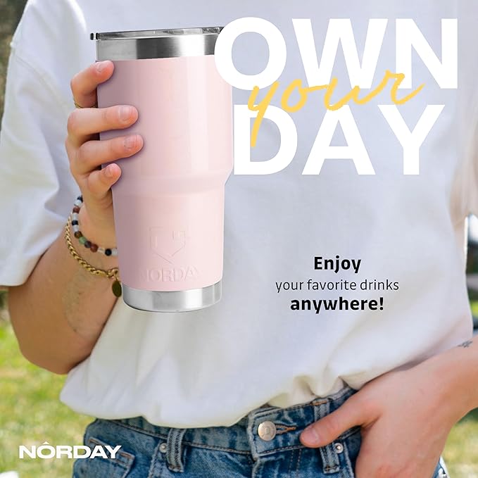 NORDAY | Tumbler with Lid - 30oz - Blush Glitter Insulated Tumbler - Stainless Steel Tumblers - Double Wall Insulated Travel Coffee Mug for Car Cup Holder - Keeps Temperature for 24hr - Anti Spill Lid