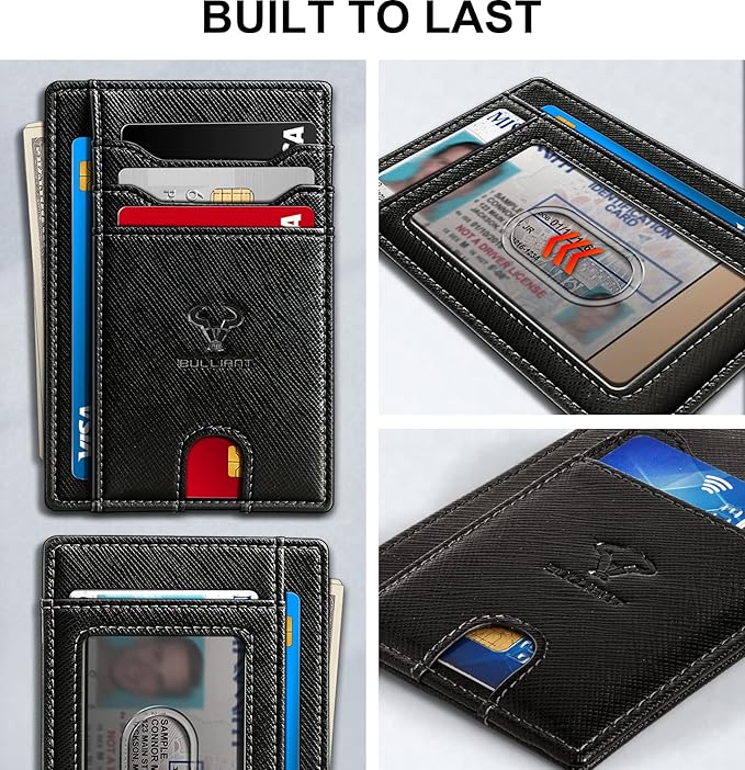 BULLIANT Slim Wallet, Skinny Minimal Thin Front Pocket Wallet Card Holder For Men 7Cards 3.15"x4.5",Gift-Boxed