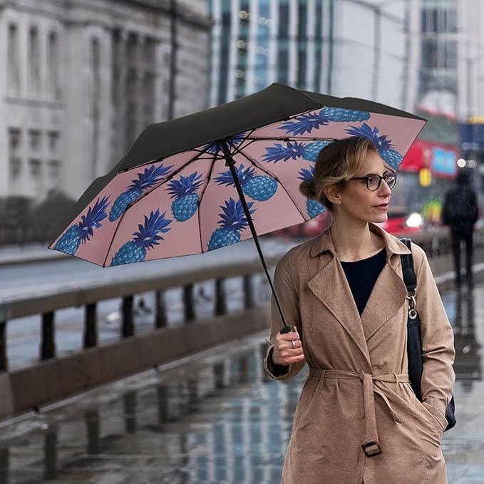 LLanxiry Compact Travel Umbrella, Mini Windproof Umbrellas for Rain & Sun, Small Lightweight Outdoor UV Umbrella, Portable Folding Umbrellas for Travel