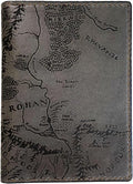 Handmade Leather Passport Wallet with Ancient Map Design, 4 Pockets, Genuine Brown Leather - 1SM