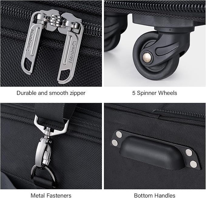Hanke Expandable Collapsible Luggage with Wheels Suitcase Luggage Rolling Travel Bag Duffel Bag for Men Women Lightweight Suitcase Large Capacity Luggage with Spinner Wheel (Black)