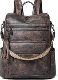 Shrrie 15.6 inch Laptop Backpack for Women,Large Leather Backpack Purse,Travel,Carry on,Water Resistant Casual Laptop Backpacks,College Backpack,Work Backpack for Women,Two-toned Coffee