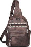 FADEON Large Sling Bag for Women, Leather Crossbody Purse Designer Anti Theft Sling Backpack, RFID Fanny Packs for Travel