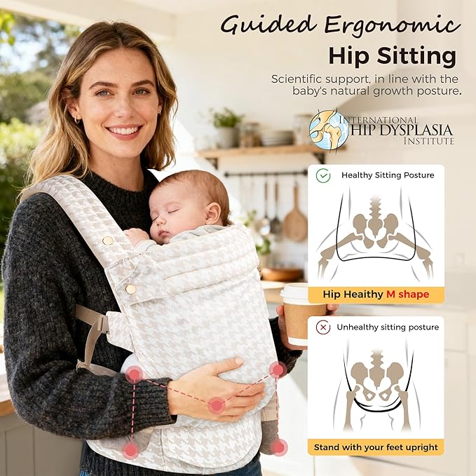 Baby Carrier Newborn to Toddler- Ergonomic,Cozy and Lightweight Infant Carrier for 7-40lbs,3 Carry Positions Newborn Carrier,Brown
