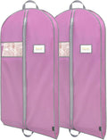 BALEINE 2PK Heavy Duty Garment Bag with Shoe Storage Travel Bag for Dresses, Suit, Coats Travel Essential (54", Pink)