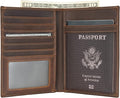 Polare Luxury RFID Blocking Leather Passport Holder Travel Wallet For Men and Women (Dark Brown)
