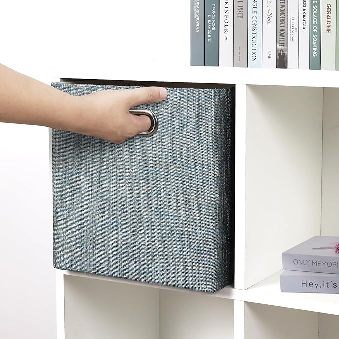 Posprica Storage Basket Bins,11×11×11 Foldable Storage Cube Boxes Fabric Drawer for Closet Shelf Cabinet Bookcase - Set of 4,Teal