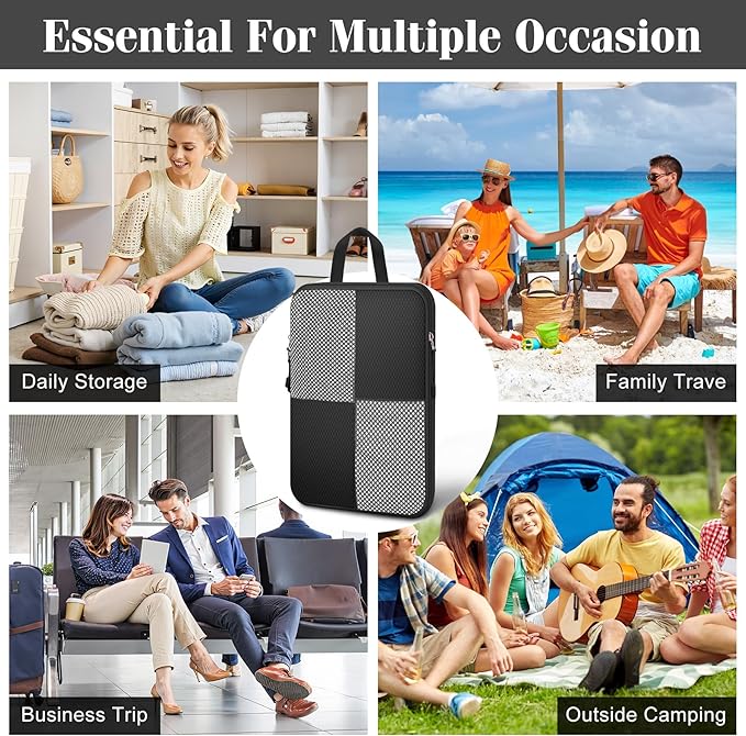 8 Set Compression Packing Cubes Travel, Lightweight Expandable Travel Cubes Suitcase Organizer for Carry On Luggage Suitcase, Black