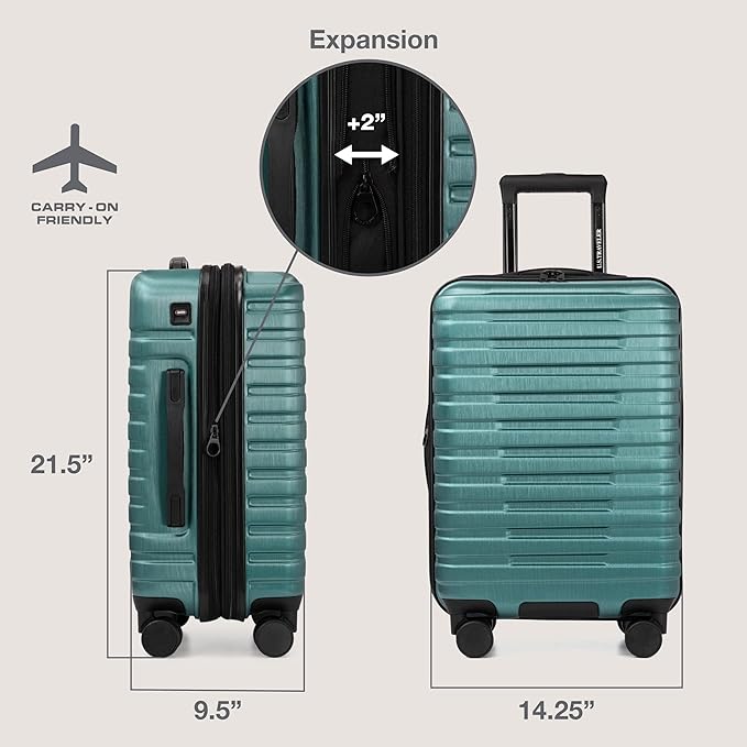 U.S. Traveler Boren Polycarbonate Hardside Rugged Travel Suitcase Luggage with 8 Spinner Wheels, Aluminum Handle, Teal, Carry-on 22-Inch, USB Port