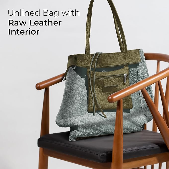 Italian Calf Leather Tote for Women with Zipper, Inner Pocket & Flat Base | Soft Unlined Shopper for Work & Travel