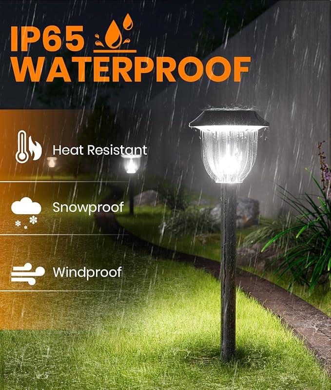 AOSEA 12000K 10 Pack Solar Lights Outdoor IP65 Waterproof,LED Solar Lights for Outside,Landscape Lighting,Garden Decorative for Yard,Patio,Landscape,Walkway,Sidewalk,Driveway,Lawn (Cold White)