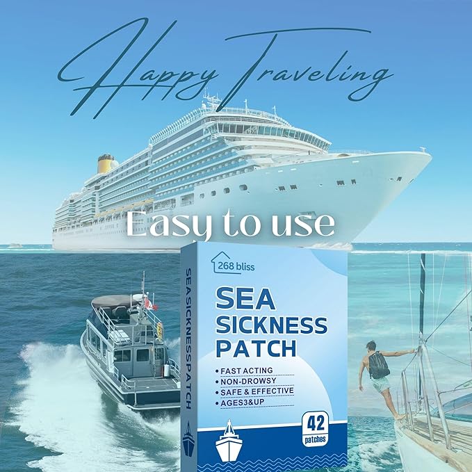 Sea Sickness Patch for Cruise - Cruise Must Haves - Cruise Ship Essentials for Carnival, Princess, Norwegian, Holland America, MSC & Major Cruise Lines-Travel Essentials for Adults and Kids