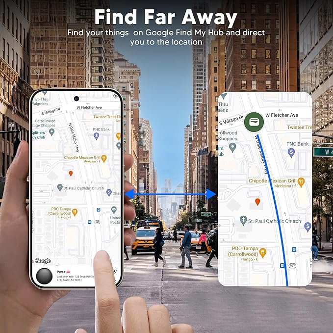 Air Tracker Tag for Android Smart Tag（Not for iOS）Air Tracker Tags-4 pack Android Work with Google Find Hub App Key Finder Bluetooth Tracker Item Locator for Purse, Keys, Luggage, Backpack, Pets，etc.