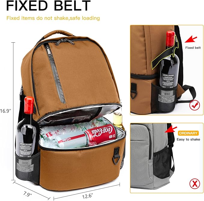 TUGUAN Insulated Cooler Backpack 38 Cans Double Deck Leakproof Lightweight Soft Lunch Backpack Small Cooler Bag Beach Picnic