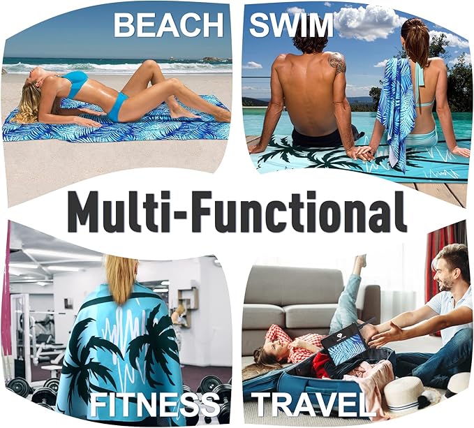 2 Pack Oversized Microfiber Pool Towel, 75'x 35', Sand-Free, Quick Drying, Super Absorbent