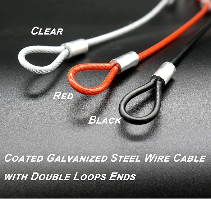 15 pcs 7.9 inch(20cm) 3mm Thickness Stainless Steel Wire Cable with Loops Vinyl Cover Coated Short Rope Lanyard Lock Safety Tether Chains,Red