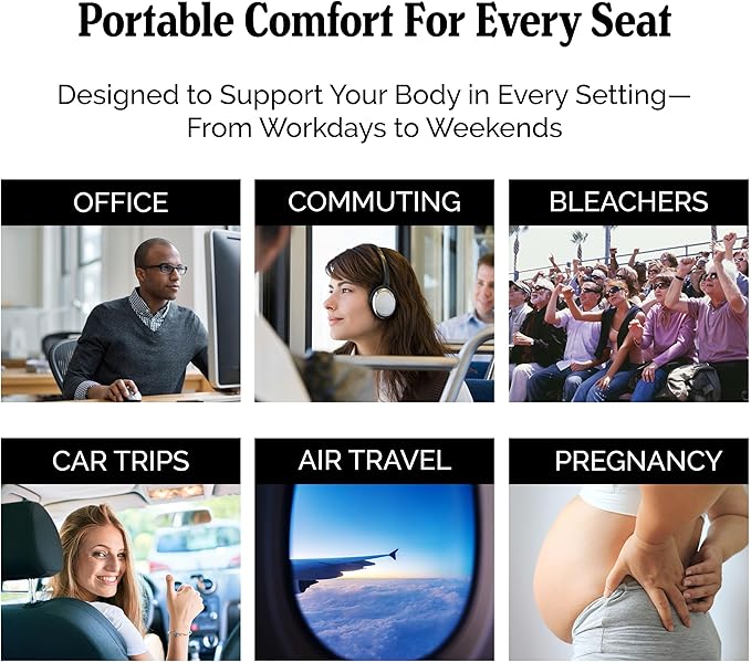 Gel and Memory Foam Seat Cushion – Office – Ergonomic Cushion Pad for Tailbone Pain - Desk Chair Car Seat Cushion Driving - Sciatica & Back Pain Relief (Blue)