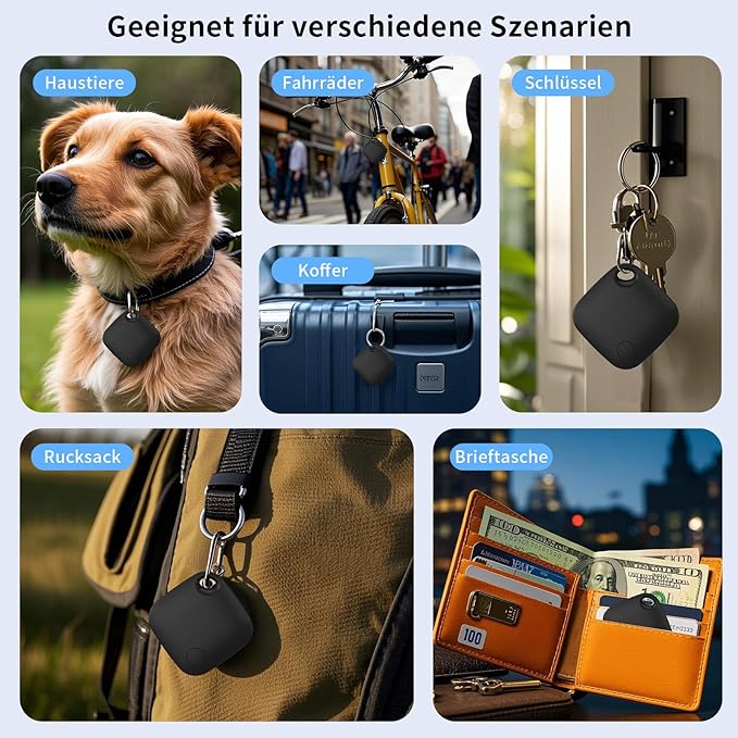 Air Tracker Tag 4 Pack Bluetooth Luggage Tracker tag Locator Works with Apple Find My,Smart Tracker for Suitcase, Bag, Backpack, Wallet,Replaceable Battery Smart tag Item Finder
