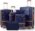 Luggage Sets Lightweight Hard Shell Suitcases with Spinner Wheels for Family Travel - Durable PC+ABS Material Carry On Luggage YKK Zippers (Navy, 6 Piece Sets (18/20/24/28/DB/TB))