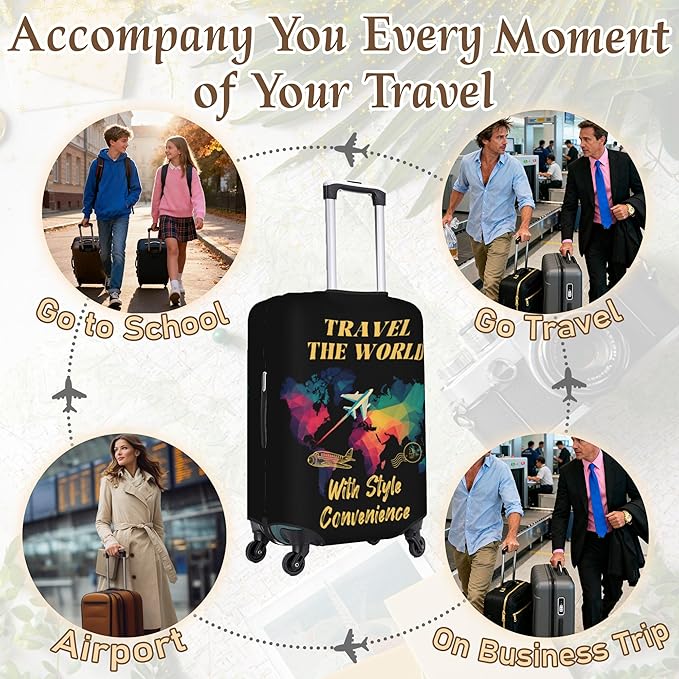 Luggage Cover, Travel Suitcase Covers, Elastic Suitcase Protective Cover, Scratchproof Luggage Protector, Washable Dustproof Trolley Case Protector Fit 22-28 Inch (bk, L（25-28inch suitcase）)