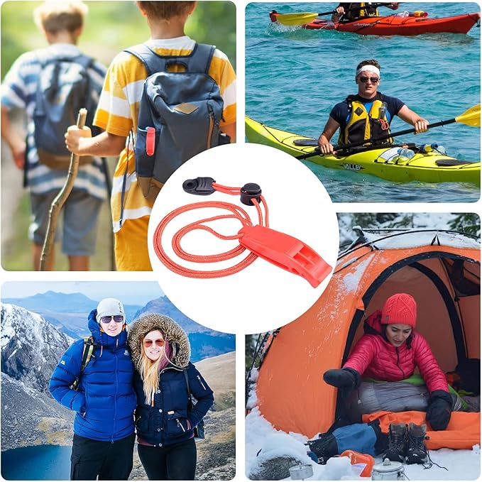 4 Pack Emergency Whistles with Adjustable Reflective Lanyard, Shrill Loud Safety Whistle for Outdoor Survival Hiking Camping Hunting Fishing Kayak Life Vest Jacket Boating Rescue Signaling (Yellow)