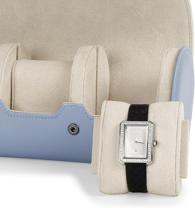 Oirlv Luxury Leather Watch Organizer Case Watch Box for Mens Jewelry Gift Box for Birthday Fathers Day Anniversary(3 slots, Sky Blue)